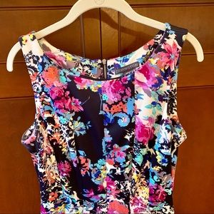 Covington fit and flare floral sleeveless dress